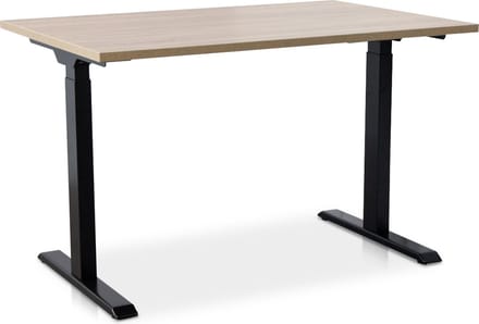 Zit-sta bureau snelslinger verstelbaar - MRC FAST FLEX | 120 x 80 cm | frame zwart - blad midden eiken