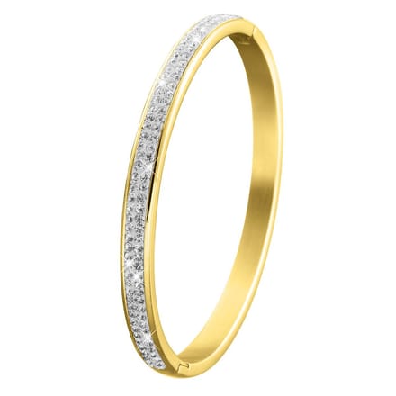 Lucardi Meisjes Bangle met plating - Ovaal - Kristal - Cadeau - Staal - Goudkleurig