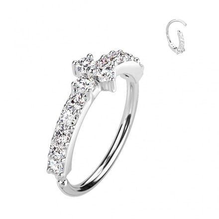 Piercing lined met center steen buigbare ring 0.8X8 - zilver - LMPiercings