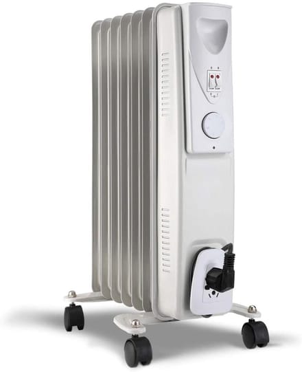 Olie Radiator - Verwarming Elektrisch - Bijverwarmen Ruimtes - Met Oververhitting Beveiliging - 7 Ribben - Wit