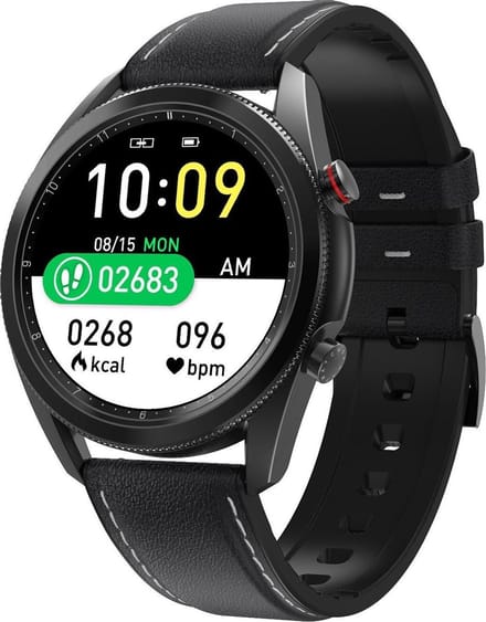 DrPhone ModelX3 - Smartwatch voor Mannen - 1.28inch IP67 Waterdicht - ECG Bluetooth Bellen - Mail / IOS / Android - Zwart