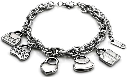 Armband - RVS - met bedels - zilverkleurig - 16-21 cm - dames