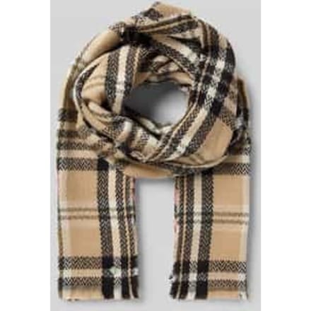 Codello Geweven streeppatroon-sjaal met statement borduring in beige
