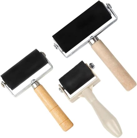 Allecto Plus - Rubberen roller 3 stuks voor linoverf - knutselen en behang - rubberen roller met handvat