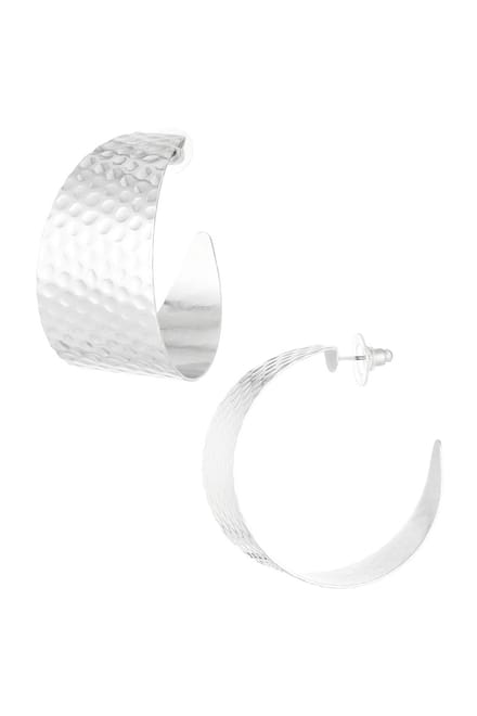 Oorbellen rondjes print - zilver