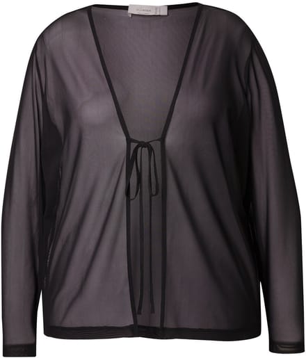MIAMODA - Dames - Mesh-jasje A-lijn strikband - Zwart - Maat 56