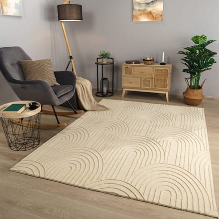 Woonkamertapijt eetkamer kortpolig geometrisch uiterlijk Skandi Boho effen kleuren 200 x 280 cm Rechthoek 200 x 280 cm Rechthoek beige