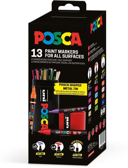Uni Posca Acrylverfstiften in Koker Set 13 kleuren