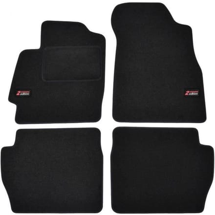 Tapis de sol - Logo - Mazda 2 - Velours noir - 4 pièces - Ajustement précis