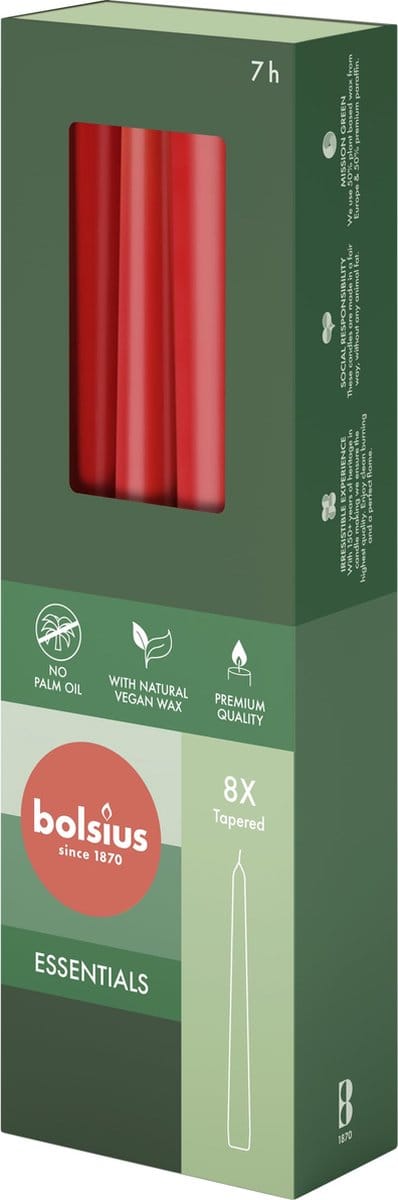 4x Bolsius Gotische kaars 245/24 8 stuks - Rood