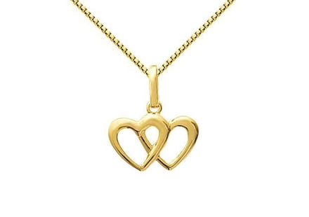 Montebello Ketting Double Gold - 925 Zilver Verguld - Hart - 15x16mm - 42cm