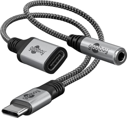 Goobay Adapter USB-C naar USB-C en 3,5 mm jack AUX stereo 15 cm, voor tegelijk opladen en audio, voor iPhone 16