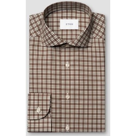 Eton Overhemd Multi Check Soft Signatue Flanel Bruin / male