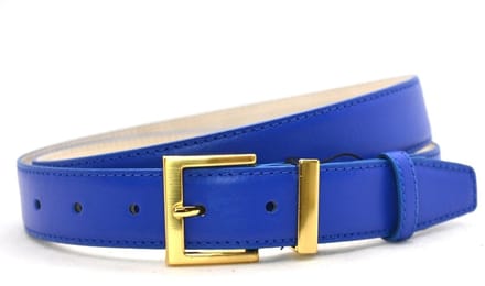 kobalt dames riem - gouden gesp - 3 cm breed - maat 95 totale lengte 110 cm