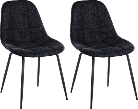 CLP Tom Set van 2 Eetkamerstoelen - Zonder armleuning - Fauteuil - zwart Stof