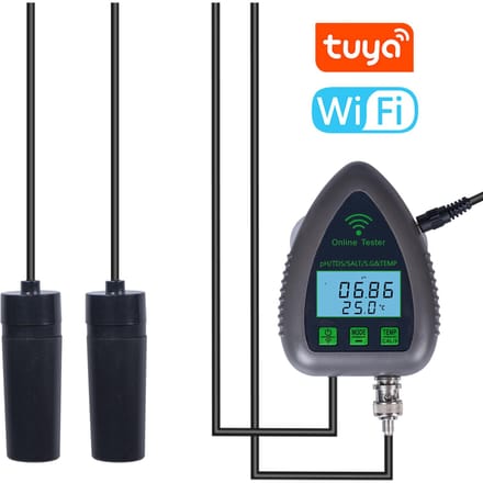 Tuya WiFi 5in1 waterkwaliteit online monitor PH totaal opgeloste vaste stoffen SG zoutgehalte temperatuurtest US Plug veelkleurig