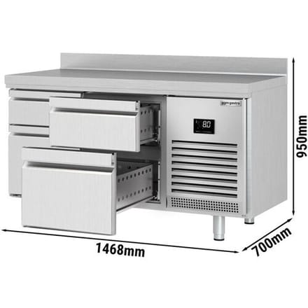 GGM Gastro Kühltisch Premium PLUS - 1468x700mm - 4 Schubladen - Aufkantung