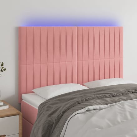 vidaXL - Hoofdbord - LED - 144x5x118/128 - cm - fluweel - zwart