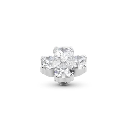 Melano Twisted Heart Clover Steentje Crystal | Zilver