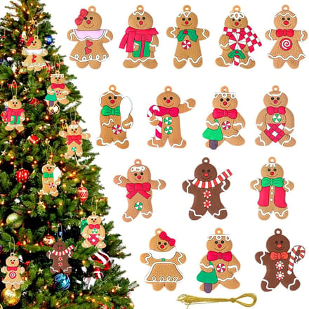 Dailygoods - 15 Stuks Kerst Peperkoek Man Ornamenten - Versiering voor de Kerstboom