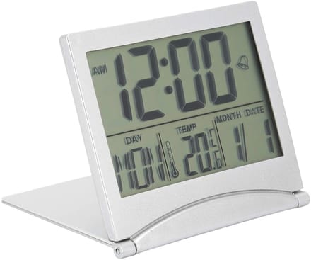 Allecto - Digitale Reiswekker - Compacte Klok - Snooze-modus - Zilver - Timerklok - Voor Thuis en Op Reis - Groot Cijferdisplay