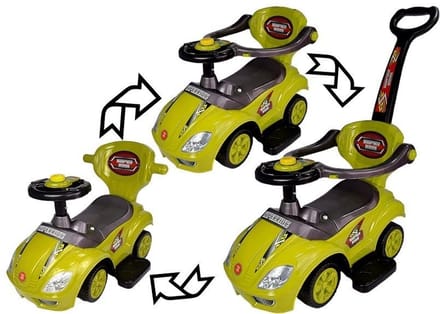 Loopauto - 3-in-1 - 60x40x85 cm - geel