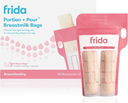 Frida Mom Moedermelk Bewaarzakjes 50 Stuks - Splitstash 4oz | Lekvrij, BPA-vrij, Invriezen & Ontdooien