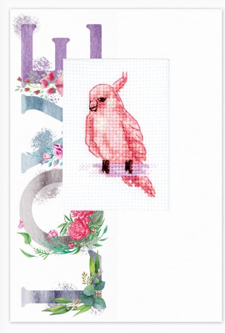 Luca-S Bird Love wenskaart borduren SP-101