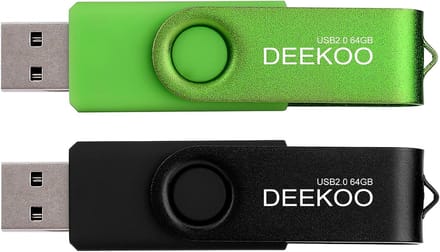 2-Pack USB 2.0 Geheugenstick 64GB, Compacte USB Flash Drives in Zwart en Groen