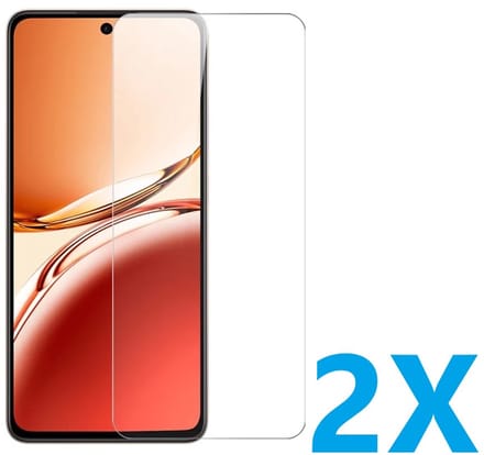 Screenprotector Glas - Tempered Glass Screen Protector Geschikt voor: Oppo Reno 12 - 2x