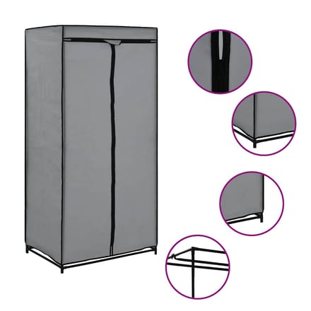 vidaXL - Kledingkast - 75x50x160 - cm - grijs
