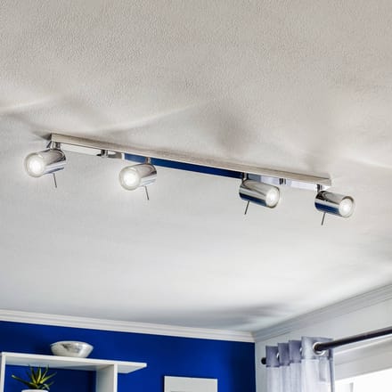 SOLLUX LIGHTING Plafondspot Round, chroom, 4-lamps lineair