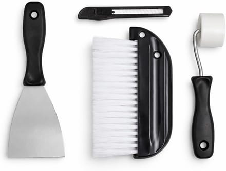 Professioneel behanggereedschap set met plakborstel, naadroller, snijmes en gladder - ideaal voor perfecte behanginstallatie
