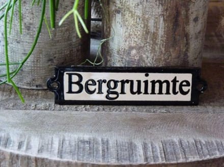 Emaille deurbordje recht 'Bergruimte'