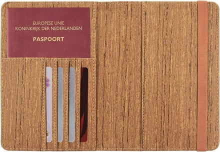 Paspoorthoesje / Paspoorthouder - 11,7 x 16,5 cm - Type: D1 Houtpatroon Bruin