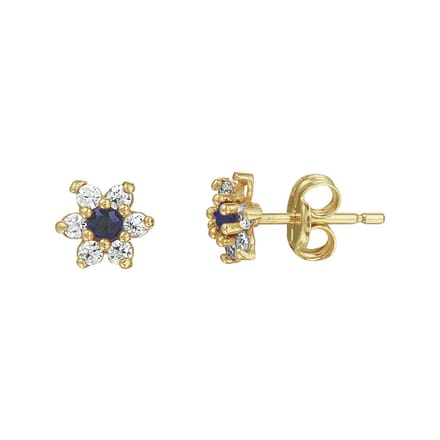 Marie-Celeste Oorknoppen Saffier En Zirkonia Halo - Goud