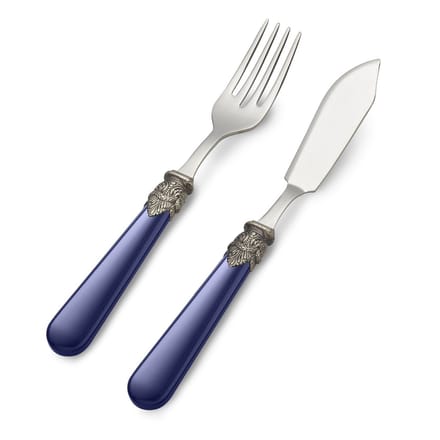 Bestekset, 2-delig, Blauw (mat), set met Vismes en Visvork, EME Napoleon