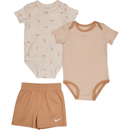 Nike Essentials Stripe Swooshfetti Trainingspakken Baby - Wit - Maat 50 - 56 CM - Katoen Jersey