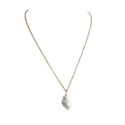 FlowJewels - ketting met barok parel - stainless steel