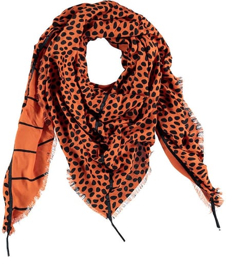Sarlini Vierkante Mid Brown Dames sjaal Dotjes