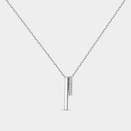 Zilveren collier met langwerpige motieven & zirkonia