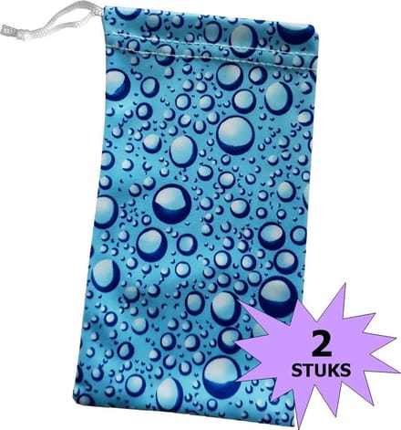 Fako Bijoux® - Microvezel Brillenhoes - Druppels - 18x9cm - Blauw - 5 Stuks