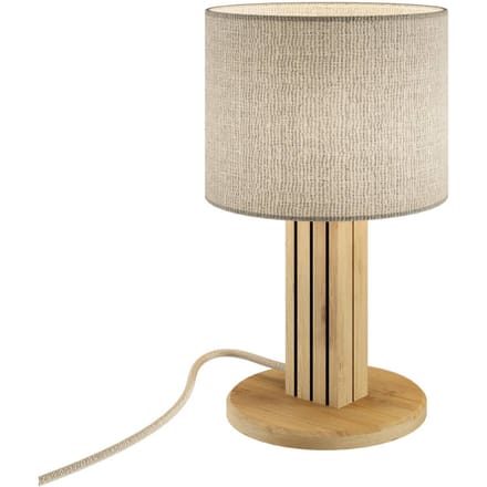Elobra Tafellamp Inka S, eiken/zwart, hout/stof, hoogte 30 cm