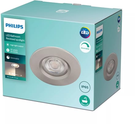 Philips Dive badkamerinbouwspot - 1-lichts - nikkel