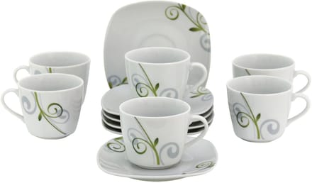 Set van 6 espressokopjes 11cl met espressoschotel 12,3cm Mirage
