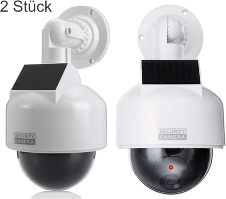 Dome Beveiliging - Nep Camera Set - Diefstal Preventie - Zonne-energie Werking - Pakket 2 Stuks - Wit