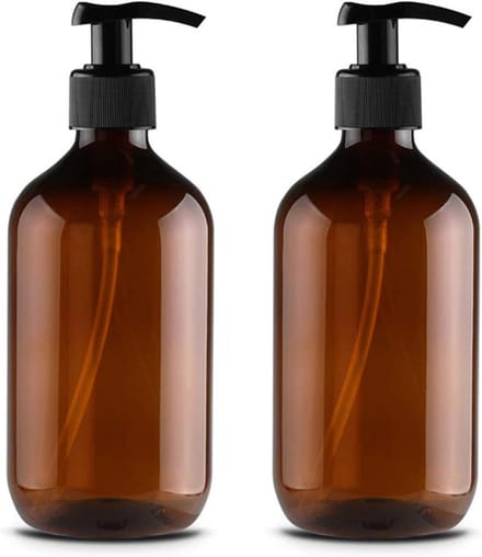 Famanu – Navulbare pompflessen 500 ml voor lotion en shampoo – Set van 2 – Bruin