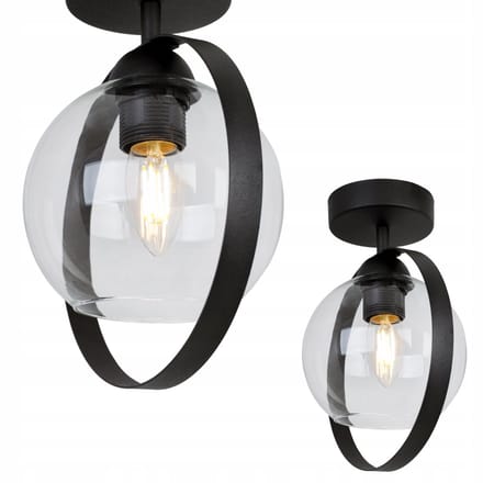 Light-Home Ring Haga – Plafondlamp – Helder Glas – Zwarte Constructie – Modern Design