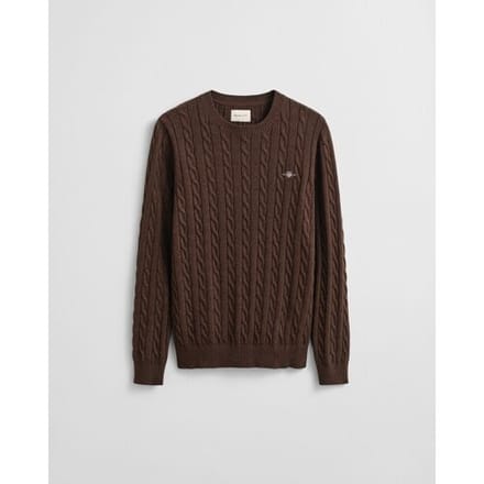 Gant Trui Cotton Cable Ronde Hals Brown Melange / male