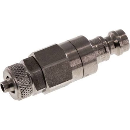 RVS DN 5 Luchtkoppeling Insteeknippel 4x6 mm Push-On Double Shut-Off - CLP5-N-S-SV-4
